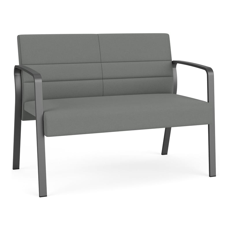 Waterfall Reception Waiting Room Loveseat / Charcoal Steel / Light Gray