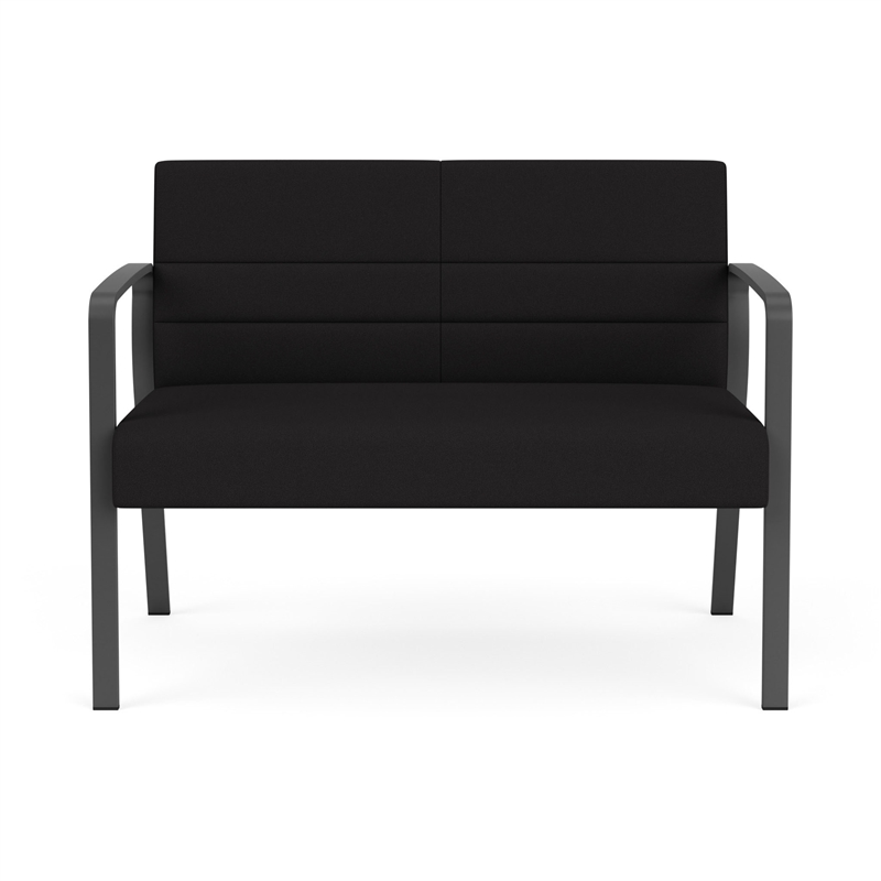 Waterfall Reception Waiting Room Healthcare Loveseat / Charcoal Steel / Black