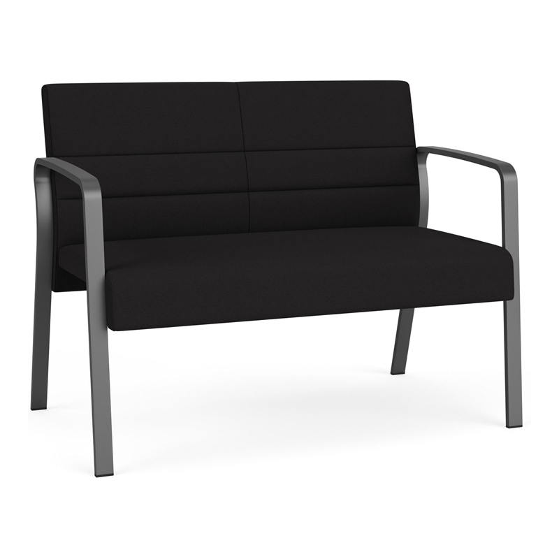 Waterfall Reception Waiting Room Healthcare Loveseat / Charcoal Steel / Black