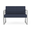 Waterfall Reception Waiting Room Sled Base Loveseat / Silver Steel / Blue