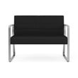 Waterfall Reception Waiting Room Sled Base Loveseat / Silver Steel / Black