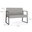 Waterfall Reception Waiting Room Sled Base Loveseat / Silver Steel / Black