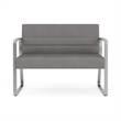 Waterfall Reception Waiting Sled Base Loveseat / Silver Steel / Light Gray