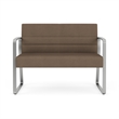 Waterfall Reception Waiting Room Sled Base Loveseat / Silver Steel / Brown