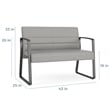 Waterfall Reception Waiting Room Sled Base Loveseat / Silver Steel / Brown
