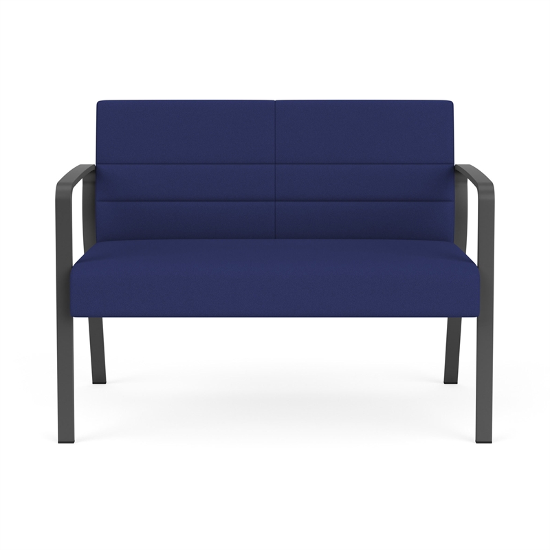 Waterfall Reception Waiting Room Healthcare Loveseat / Charcoal Steel / Blue