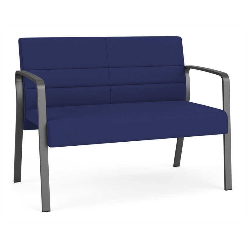 Waterfall Reception Waiting Room Healthcare Loveseat / Charcoal Steel / Blue