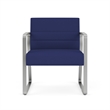 Waterfall Reception Waiting Sled Base Oversize Guest Chair / Silver Steel / Blue