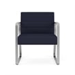 Waterfall Reception Contemporary Oversize Guest Chair / Silver Steel / Navy Blue