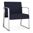 Waterfall Reception Contemporary Oversize Guest Chair / Silver Steel / Navy Blue