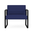 Waterfall Reception Waiting Sled Base Bariatic Chair / Black Steel / Blue