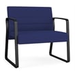 Waterfall Reception Waiting Sled Base Bariatic Chair / Black Steel / Blue