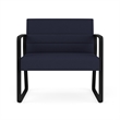 Waterfall Reception Waiting Sled Base Bariatic Chair / Black Steel / Navy Blue
