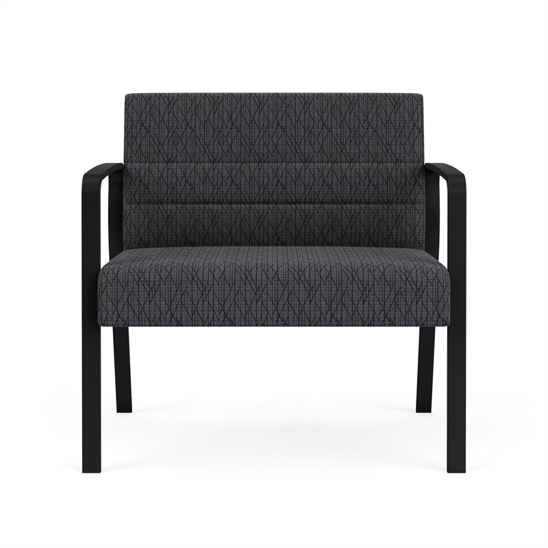 Waterfall Reception Waiting Room Bariatic Chair / Black Steel / Dark Gray