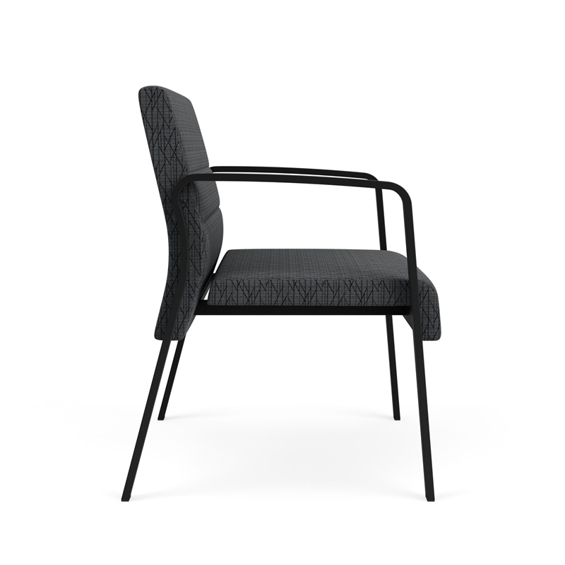 Waterfall Reception Waiting Room Bariatic Chair / Black Steel / Dark Gray