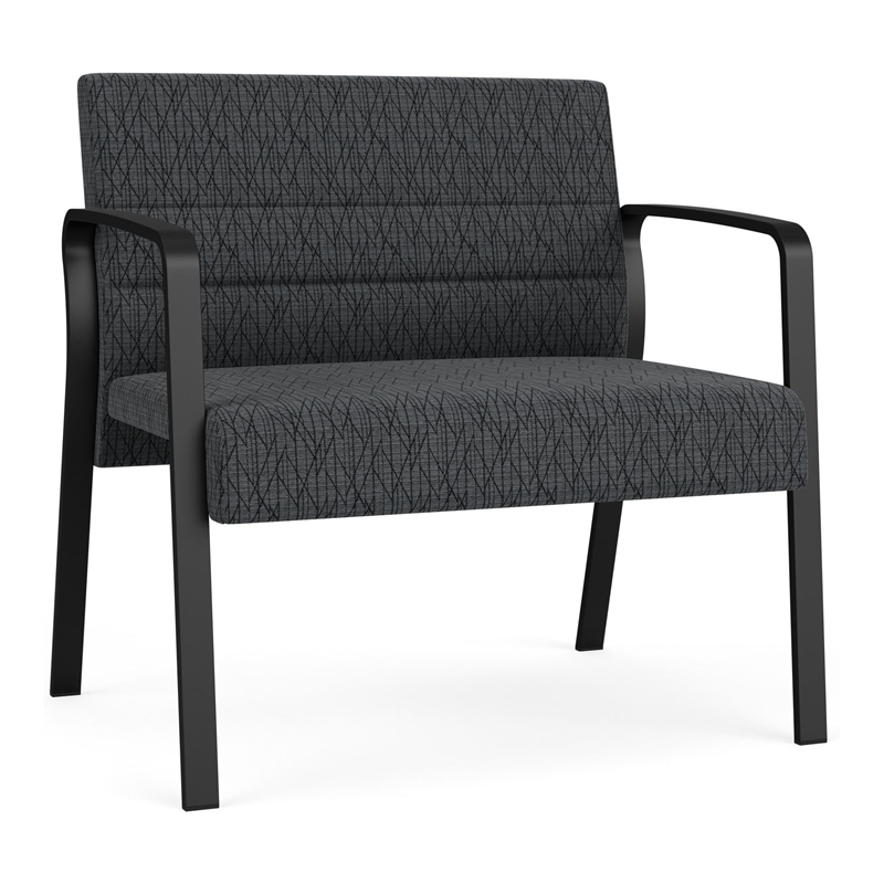 Waterfall Reception Waiting Room Bariatic Chair / Black Steel / Dark Gray