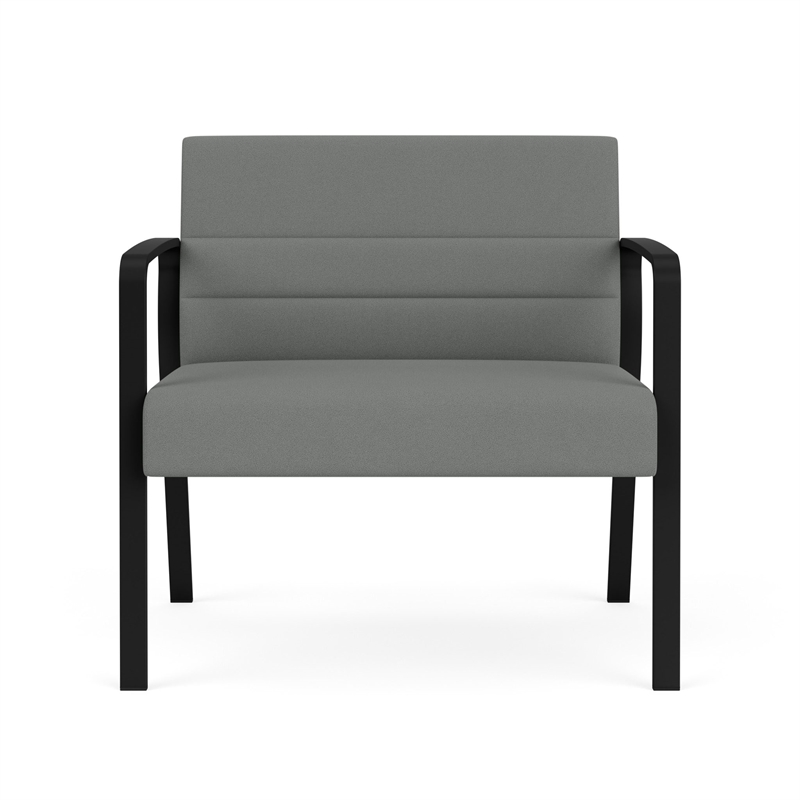 Waterfall Reception Waiting Room Bariatic Chair / Black Steel / Light Gray