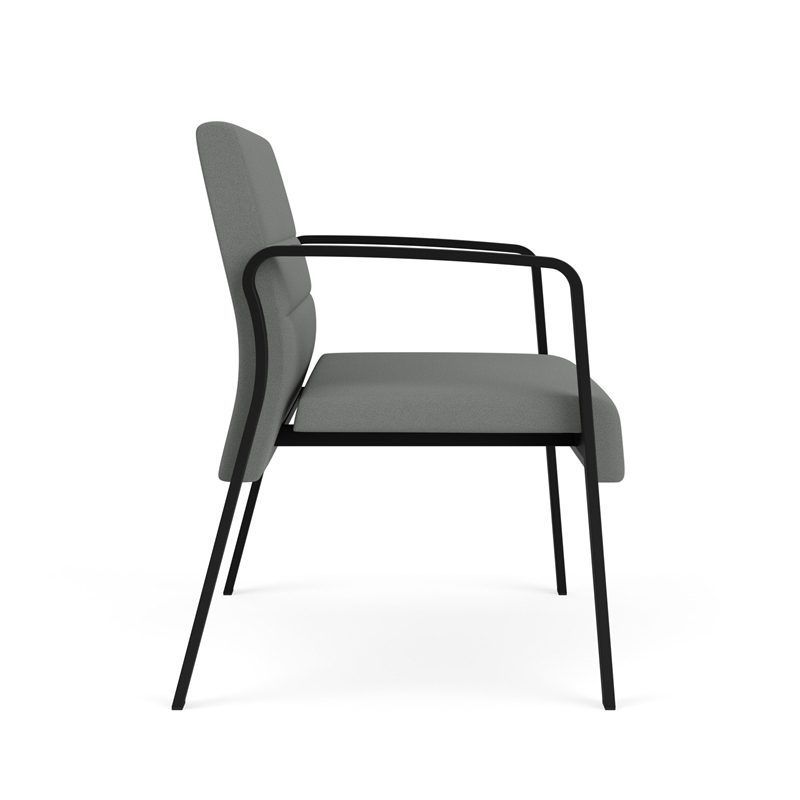 Waterfall Reception Waiting Room Bariatic Chair / Black Steel / Light Gray
