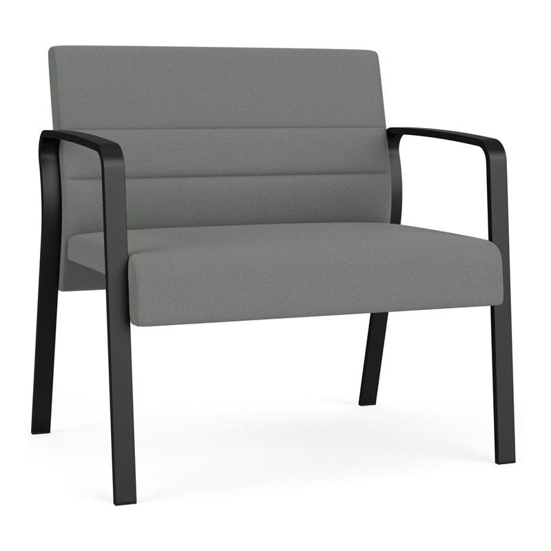 Waterfall Reception Waiting Room Bariatic Chair / Black Steel / Light Gray