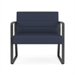 Waterfall Reception Waiting Sled Base Bariatic Chair / Charcoal Steel / Blue
