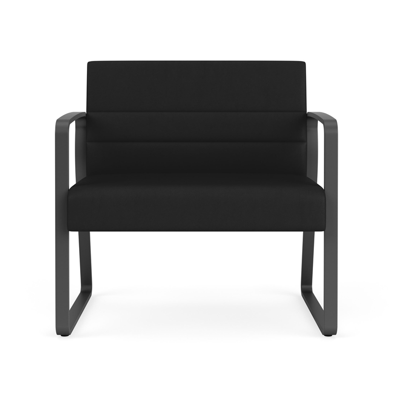 Waterfall Reception Waiting Sled Base Bariatic Chair / Charcoal Steel / Black
