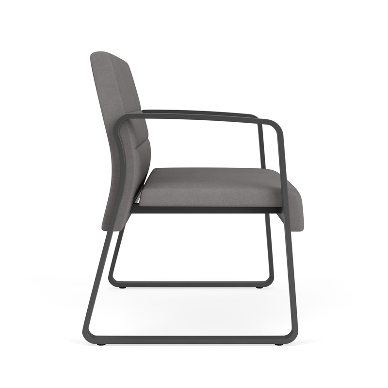 Waterfall Reception Sled Base Bariatic Chair / Charcoal Steel / Light Gray