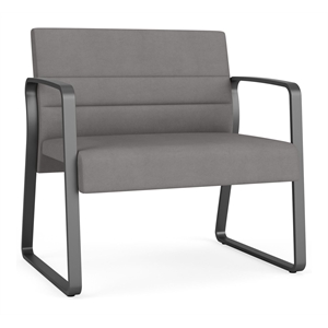 Waterfall Reception Sled Base Bariatic Chair / Charcoal Steel / Light Gray