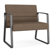 Waterfall Reception Waiting Sled Base Bariatic Chair / Charcoal Steel / Brown