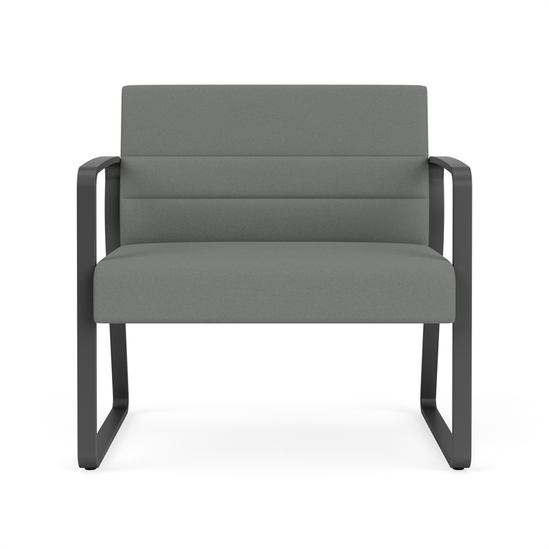 Waterfall Reception Sled Base Bariatic Chair / Charcoal Steel / Light Gray