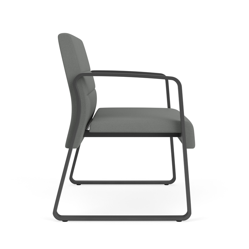 Waterfall Reception Sled Base Bariatic Chair / Charcoal Steel / Light Gray
