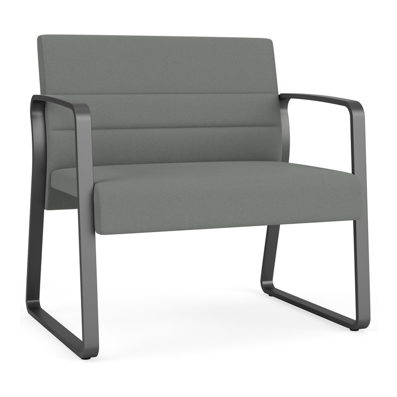 Waterfall Reception Sled Base Bariatic Chair / Charcoal Steel / Light Gray