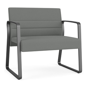 Waterfall Reception Sled Base Bariatic Chair / Charcoal Steel / Light Gray