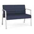 Waterfall Reception Waiting Room Healthcare Loveseat / Silver Steel / Blue