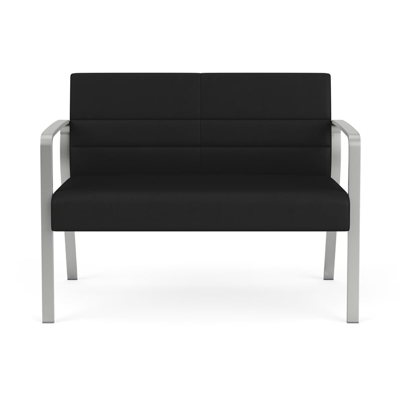 Waterfall Reception Waiting Room Healthcare Loveseat / Silver Steel / Black