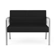 Waterfall Reception Waiting Room Healthcare Loveseat / Silver Steel / Black