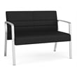 Waterfall Reception Waiting Room Healthcare Loveseat / Silver Steel / Black