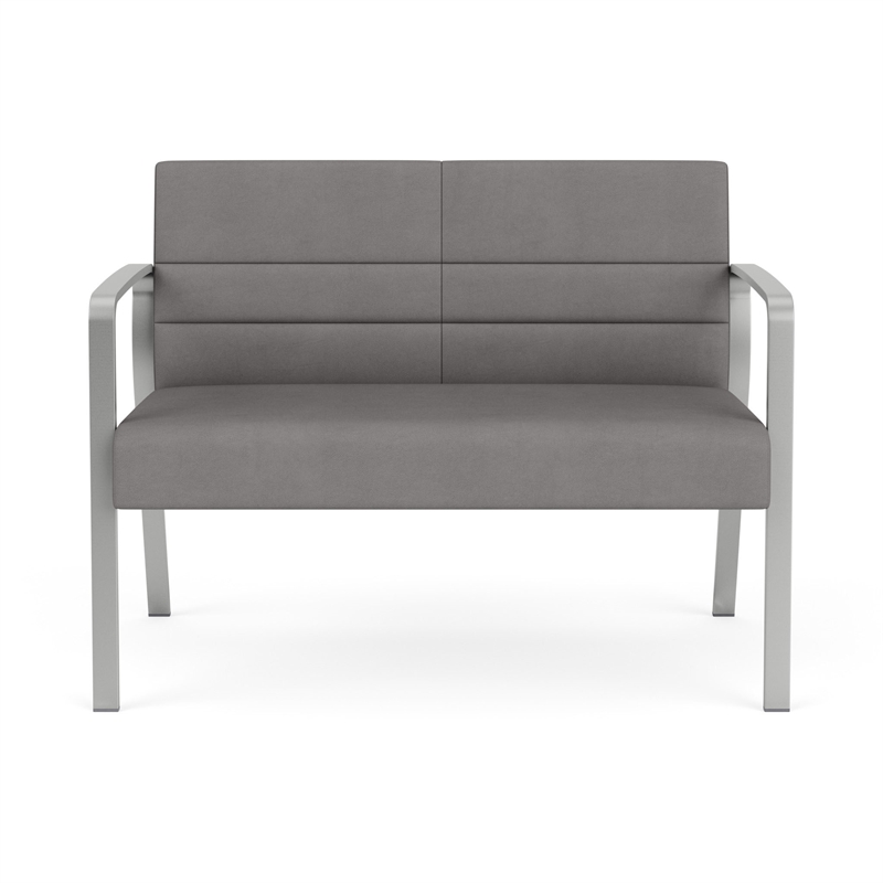 Waterfall Reception Waiting Room Healthcare Loveseat / Silver Steel / Light Gray