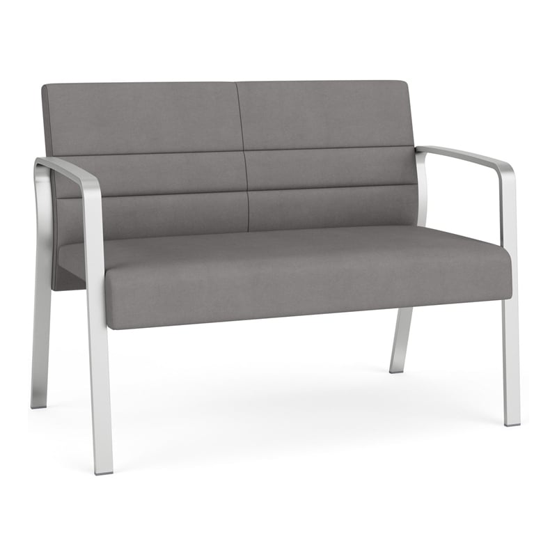 Waterfall Reception Waiting Room Healthcare Loveseat / Silver Steel / Light Gray