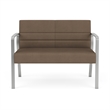 Waterfall Reception Waiting Room Healthcare Loveseat / Silver Steel / Brown