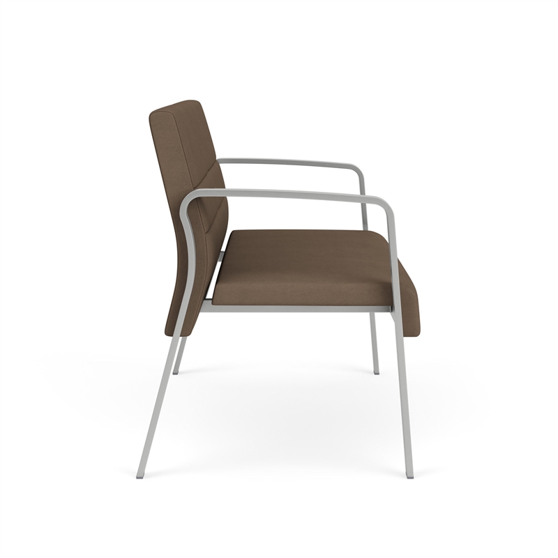 Waterfall Reception Waiting Room Healthcare Loveseat / Silver Steel / Brown