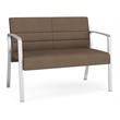 Waterfall Reception Waiting Room Healthcare Loveseat / Silver Steel / Brown
