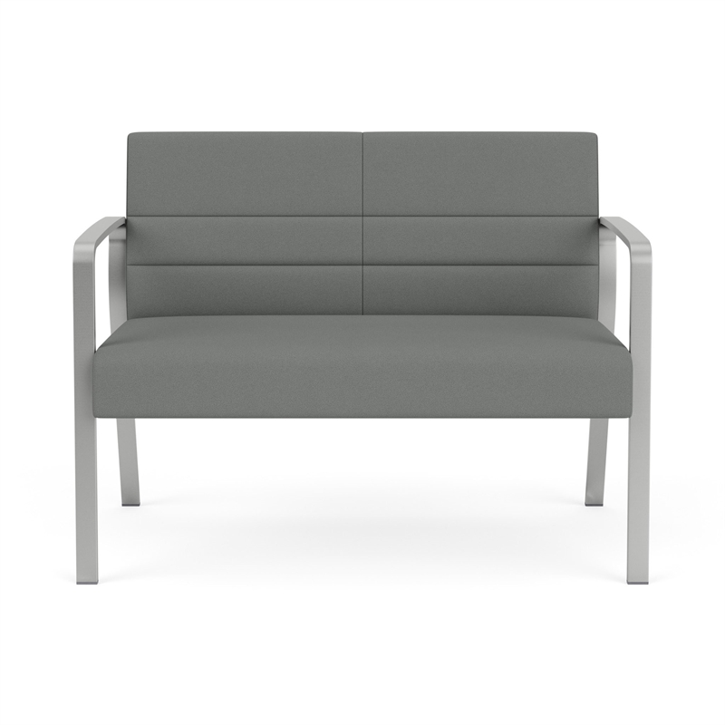 Waterfall Reception Waiting Room Healthcare Loveseat / Silver Steel / Light Gray