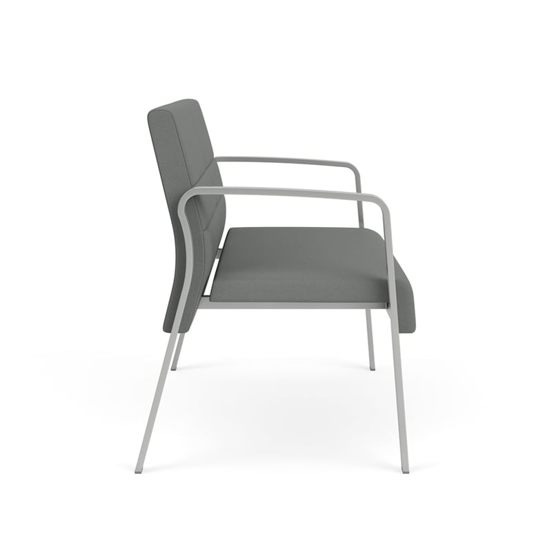 Waterfall Reception Waiting Room Healthcare Loveseat / Silver Steel / Light Gray