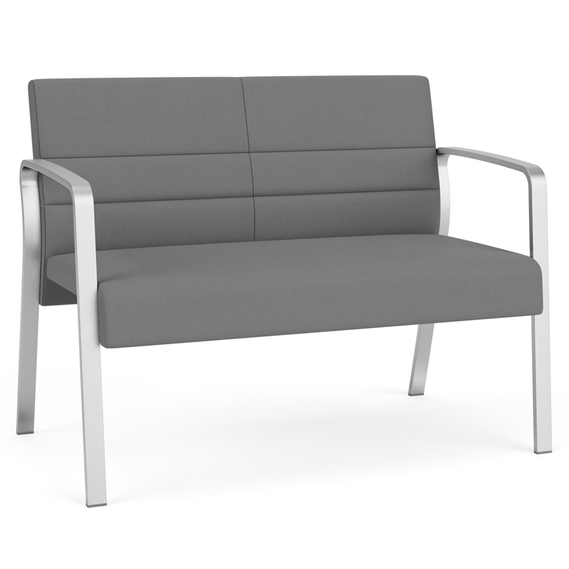 Waterfall Reception Waiting Room Healthcare Loveseat / Silver Steel / Light Gray