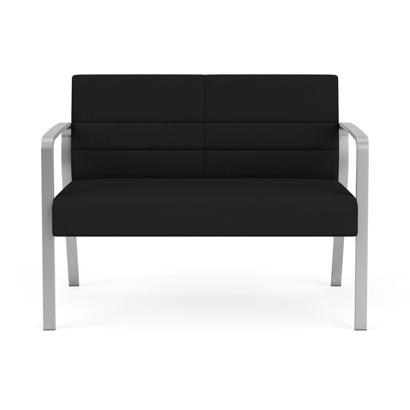 Waterfall Reception Waiting Room Healthcare Loveseat / Silver Steel / Black