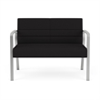 Waterfall Reception Waiting Room Healthcare Loveseat / Silver Steel / Black
