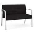 Waterfall Reception Waiting Room Healthcare Loveseat / Silver Steel / Black