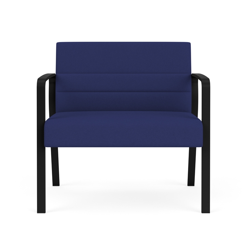 Waterfall Reception Waiting Room Healthcare Bariatic Chair / Black Steel / Blue