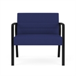 Waterfall Reception Waiting Room Healthcare Bariatic Chair / Black Steel / Blue