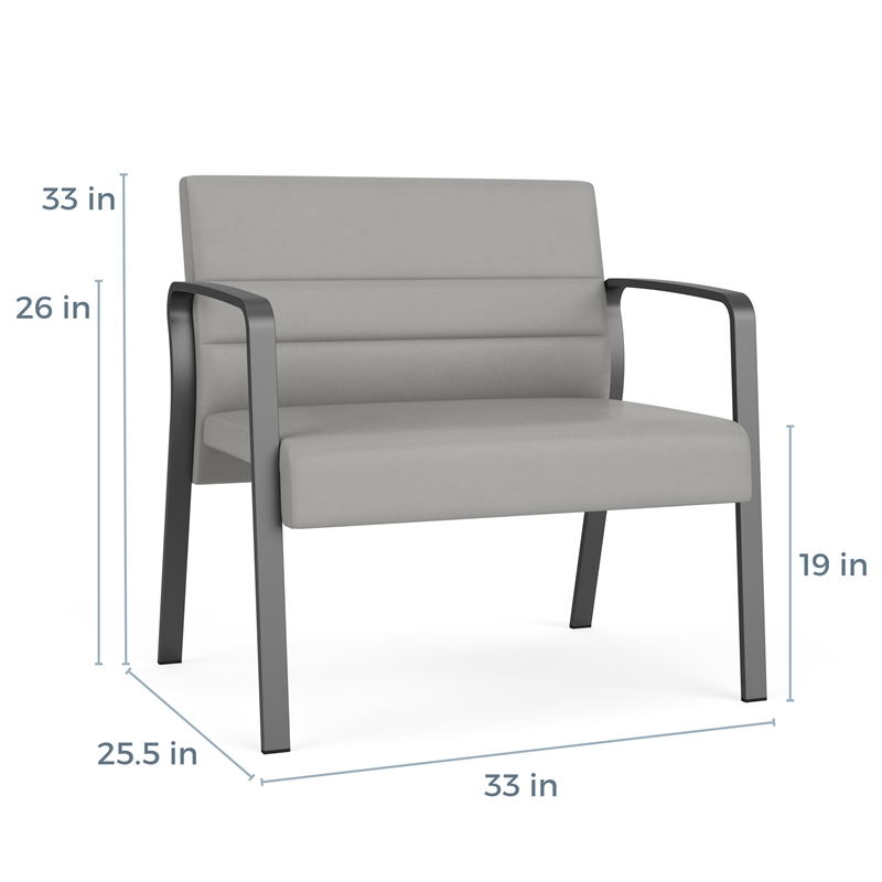 Waterfall Reception Waiting Room Healthcare Bariatic Chair / Black Steel / Blue